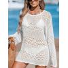 CUPSHE Women’s Swimsuit Cover Up Crochet Bathing Suit Mesh Swimwear Knit Pullover Beach Dress(White)