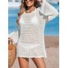 CUPSHE Women’s Swimsuit Cover Up Crochet Bathing Suit Mesh Swimwear Knit Pullover Beach Dress(White)