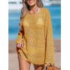 CUPSHE Women’s Swimsuit Cover Up Crochet Bathing Suit Mesh Swimwear Knit Pullover Beach Dress(Yellow)