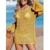 CUPSHE Women’s Swimsuit Cover Up Crochet Bathing Suit Mesh Swimwear Knit Pullover Beach Dress(Yellow)