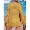 CUPSHE Women’s Swimsuit Cover Up Crochet Bathing Suit Mesh Swimwear Knit Pullover Beach Dress(Yellow)