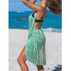 CUPSHE Women’s Swimsuit Cover Up V Neck Backless Spaghetti Strap Wrap Dress Beach Sarong Cover Up for Swimwear(Green)