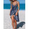 CUPSHE Women’s Swimsuit Cover Up V Neck Backless Spaghetti Strap Wrap Dress Beach Sarong Cover Up for Swimwear(Navy Blue)
