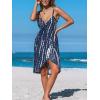 CUPSHE Women’s Swimsuit Cover Up V Neck Backless Spaghetti Strap Wrap Dress Beach Sarong Cover Up for Swimwear(Navy Blue)