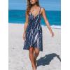 CUPSHE Women’s Swimsuit Cover Up V Neck Backless Spaghetti Strap Wrap Dress Beach Sarong Cover Up for Swimwear(Navy Blue)