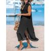 CUPSHE Women’s Swimsuit Coverup Casual Sleeveless Side Split Long Cardigans V Neck Midi Beach Dress(Black)