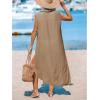 CUPSHE Women’s Swimsuit Coverup Casual Sleeveless Side Split Long Cardigans V Neck Midi Beach Dress(Brown)