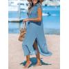 CUPSHE Women’s Swimsuit Coverup Casual Sleeveless Side Split Long Cardigans V Neck Midi Beach Dress(Grey Blue)