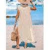 CUPSHE Women’s Swimsuit Coverup Casual Sleeveless Side Split Long Cardigans V Neck Midi Beach Dress(Khaki)