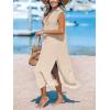 CUPSHE Women’s Swimsuit Coverup Casual Sleeveless Side Split Long Cardigans V Neck Midi Beach Dress(Khaki)