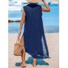 CUPSHE Women’s Swimsuit Coverup Casual Sleeveless Side Split Long Cardigans V Neck Midi Beach Dress(Navy)