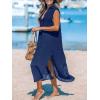 CUPSHE Women’s Swimsuit Coverup Casual Sleeveless Side Split Long Cardigans V Neck Midi Beach Dress(Navy)