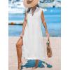 CUPSHE Women’s Swimsuit Coverup Casual Sleeveless Side Split Long Cardigans V Neck Midi Beach Dress(White)