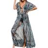 CUPSHE Kimono Swimsuit Coverup for Women Open Front Striped Maxi Cardigan Beach Cover Up(Black)