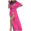 CUPSHE Kimono Swimsuit Coverup for Women Open Front Striped Maxi Cardigan Beach Cover Up(Hot Pink)