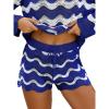 CUPSHE Striped Cover Up Shorts for Women Drawstring Waist Knit Swimsuit Coverup Beach Shorts Casual Bikini Cover Up(Royal Blue Striped)