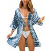 CUPSHE Women Kimono Bathing Suit Cover Up Tie Dye Open Front Casual Swimsuit Coverup Boho Mini Beach Cover Ups(Blue Tie Dye)