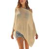 CUPSHE Women Sheer Poncho Top Lightweight See Through Shrug Swimsuit Coverup(Khaki)