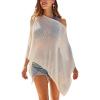 CUPSHE Women Sheer Poncho Top Lightweight See Through Shrug Swimsuit Coverup(White)
