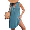 CUPSHE Women Swimsuit Cover Up Sleeveless Waffle Knit Summer Mini Beach Coverup Dress(Blue)