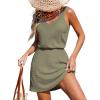 CUPSHE Women Swimsuit Cover Up V Neck Sleeveless Waffle Knit Beach Coverup Dress(Grass Green)