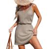 CUPSHE Women Swimsuit Cover Up V Neck Sleeveless Waffle Knit Beach Coverup Dress(Grey)