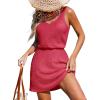 CUPSHE Women Swimsuit Cover Up V Neck Sleeveless Waffle Knit Beach Coverup Dress(Hot Pink)