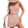 CUPSHE Women Swimsuit Cover Up V Neck Sleeveless Waffle Knit Beach Coverup Dress(Pink)