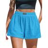 CUPSHE Women’s Casual Shorts Cotton High Rise Beach Cover Ups Summer Shorts with Pockets(B-blue)