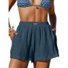 CUPSHE Women’s Casual Shorts Cotton High Rise Beach Cover Ups Summer Shorts with Pockets(Dark Blue)