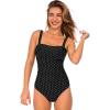 CUPSHE Women’s One Piece Swimsuit Square Neck Tummy Control Crisscross Self Tie Bathing Suit(Black/White)