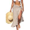 CUPSHE Women’s Sarong Cover Up Chiffon Swimwear Wrap Skirt Self Tie Ruffle Beach Cover Ups(Beige)