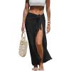 CUPSHE Women’s Sarong Cover Up Chiffon Swimwear Wrap Skirt Self Tie Ruffle Beach Cover Ups(Black)