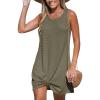 CUPSHE Women’s Sleeveless Swimsuit Coverup Waffle Knit Swimwear Beach Cover Ups Twisted Mini Dress(Army Green)