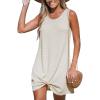 CUPSHE Women’s Sleeveless Swimsuit Coverup Waffle Knit Swimwear Beach Cover Ups Twisted Mini Dress(Beige)