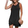 CUPSHE Women’s Sleeveless Swimsuit Coverup Waffle Knit Swimwear Beach Cover Ups Twisted Mini Dress(Black)