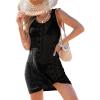 CUPSHE Women’s Sleeveless Swimsuit Coverup Waffle Knit Swimwear Beach Cover Ups Twisted Mini Dress(Black-eyelet)