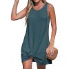 CUPSHE Women’s Sleeveless Swimsuit Coverup Waffle Knit Swimwear Beach Cover Ups Twisted Mini Dress(Celadon Green)