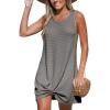 CUPSHE Women’s Sleeveless Swimsuit Coverup Waffle Knit Swimwear Beach Cover Ups Twisted Mini Dress(Grey)