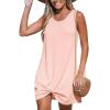 CUPSHE Women’s Sleeveless Swimsuit Coverup Waffle Knit Swimwear Beach Cover Ups Twisted Mini Dress(Light Pink)