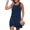 CUPSHE Women’s Sleeveless Swimsuit Coverup Waffle Knit Swimwear Beach Cover Ups Twisted Mini Dress(Navy)