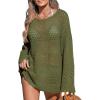 CUPSHE Women’s Swimsuit Cover Up Crochet Bathing Suit Mesh Swimwear Knit Pullover Beach Dress(Army Green)