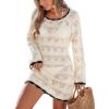 CUPSHE Women’s Swimsuit Cover Up Crochet Bathing Suit Mesh Swimwear Knit Pullover Beach Dress(B-beige)
