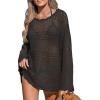 CUPSHE Women’s Swimsuit Cover Up Crochet Bathing Suit Mesh Swimwear Knit Pullover Beach Dress(Black)
