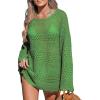 CUPSHE Women’s Swimsuit Cover Up Crochet Bathing Suit Mesh Swimwear Knit Pullover Beach Dress(Green)