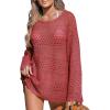 CUPSHE Women’s Swimsuit Cover Up Crochet Bathing Suit Mesh Swimwear Knit Pullover Beach Dress(Red)