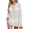 CUPSHE Women’s Swimsuit Cover Up Crochet Bathing Suit Mesh Swimwear Knit Pullover Beach Dress(White)