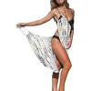 CUPSHE Women’s Swimsuit Cover Up V Neck Backless Spaghetti Strap Wrap Dress Beach Sarong Cover Up for Swimwear(Beige)