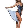 CUPSHE Women’s Swimsuit Cover Up V Neck Backless Spaghetti Strap Wrap Dress Beach Sarong Cover Up for Swimwear(Navy Blue)