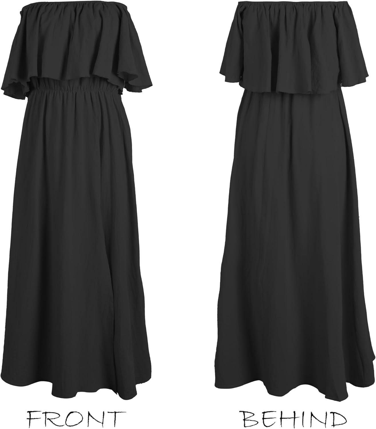 imageCUPSHE Women Ruffle Floral Maxi Summer Dress Off Shoulder Short Sleeve Backless Flounce Bodice Slit Hem Beach DressesBlack